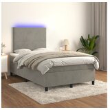  Box spring postelja z vzmetnico LED svetlo siva 120x200cm žamet | Shoptok.si