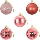  Set božićnih kuglica 75 kom. Ružičasta i boja ruže 6 cm | shoptok.hr