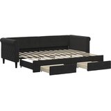  Dnevni krevet na razvlačenje s ladicama crni 80 x 200 cm baršun | shoptok.hr
