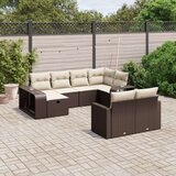 vidaXL 10-dijelni set vrtnih sofa od poliratana s jastucima smeđi | shoptok.hr