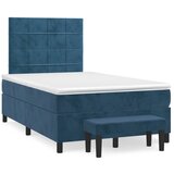 vidaXL Box spring postelja z vzmetnico temno moder 120x190 cm žamet Cene