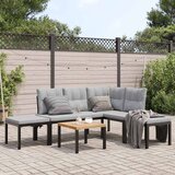  5-dijelni set vrtnih sofa s jastucima čelik obložen prahom crni Sivo-smeđa | shoptok.hr