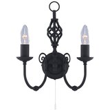 Searchlight Zanzibar Stenska svetilka s svečo, 2 žarnici, črna, E14, (22100588) | Shoptok.si