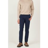 AC&Co / Altınyıldız Classics Men's Navy Blue Slim Fit Slim Fit Side Pocket Cotton Diagonal Patterned Flexible Trousers cene