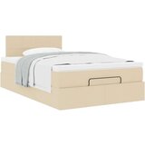 vidaXL Otomanski okvir kreveta s madracem krem 120x200cm od tkanine | shoptok.hr