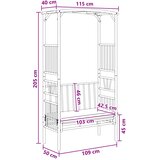  Vrtni luk s klupom Tamnosiva 115 x 50 x 205 cm Bambus | Eponuda.com