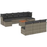 vidaXL 11-dijelni set vrtnih sofa od poliratana s jastucima sivi | shoptok.hr