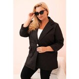 Kesi Włoski Plus Size women's quilted jacket with collar and button black | shoptok.hr