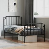 Maison Chic Kovinski Posteljni okvir - Enojna postelja - Postelja za odrasle z vzglavjem in vznožjem črn 90x200 cm, (21695865) | Shoptok.si
