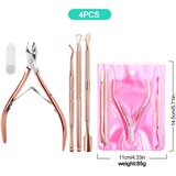 INF Set za manikuro (4 kosi) - ščipalnik za obnohtno kožico, potisnik, odstranjevalec in pinceta Gold, (21837967) | Shoptok.si