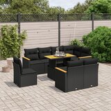 vidaXL 9-dijelni set vrtnih sofa s jastucima crni od poliratana | shoptok.hr