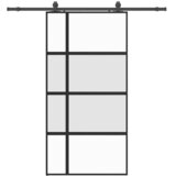  Klizna vrata s priborom crna 102,5 x 205 cm kaljeno staklo | shoptok.hr