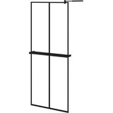 Pregrada za tu&amp;scaron; s policom crna 80 x 195 cm s mutnim staklom ESG Slike