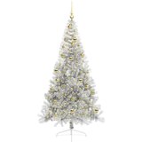 vidaXL Umjetna preddekorirana božićna jelka srebrna 210 cm PET | Shoptok.si