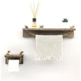  Držač toaletnog papira 10,5x17 cm + zidna polica 10x50 cm od smreke | Eponuda.com
