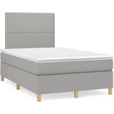 vidaXL Box spring postelja z vzmetnico LED sv. siva 120x190 cm blago Cene