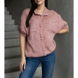 Gemre Shela pink women's sweater with short sleeves decorative buttons | Shoptok.si