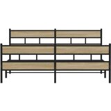 Metalni Kovinski posteljni okvir brez vzmetnice sonoma hrast 200x200 cm, (21608844) | Shoptok.si