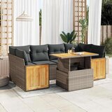 vidaXL 7-dijelni set vrtnih sofa poliratan i bagrem s jastucima sivi | shoptok.hr