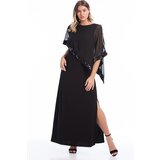 Şans Women's Plus Size Black Sequined Embroidered Dress cene