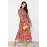 Trendyol Multi-Colored Lined Floral Waist Ruffle Detailed Woven Dress Cene