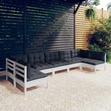 Maison Chic Seti vrtnega pohištva - Vrtna garnitura - Vrtni pohištvo set 7-delna z blazinami bela trdna borovina, (21804051) | Shoptok.si