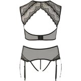 Cottelli Plus Size - Komplet čipkastega spodnjega perila s kristali (črna) - 2XL | Shoptok.si