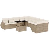 Maison Chic Seti vrtnega pohištva - Vrtna garnitura - Vrtni pohištvo set 11-delna z blazinami bež poli ratan, (21816081) | Shoptok.si