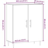  Komoda boja starog drva 69,5x34x90 cm konstruiranog drva | shoptok.hr