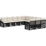 vidaXL Vrtna sedežna garnitura 11 pcs Črna poli ratan, (5000270146) | Shoptok.si