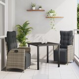vidaXL 3-delni vrtni jedilni set sivi poli rattan Cene