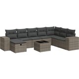 Maison Chic Seti vrtnega pohištva - Vrtna garnitura - Vrtni pohištvo set 9-delna z blazinami siv poli ratan, (21807397) | Shoptok.si