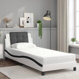  Okvir kreveta bez madraca Zadar bijeli-crni 90 x 190 cm od umjetne kože | shoptok.hr
