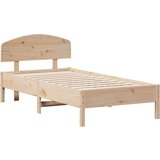  Posteljni okvir z vzglavjem bel 75x190 cm trdna borovina, (21128199) | Shoptok.si