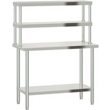 vidaXL Kuhinjska delovna miza s polico 110x55x150 cm nerjaveče jeklo | Shoptok.si