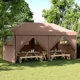 vidaXL Zložljivi pop-up šotor za zabave 4 stranice rjava