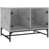  The Living Store Klubska mizica s steklenimi vrati betonsko siva 68,5x50x50 cm - Klubska Mizica, (21448258) | Shoptok.si