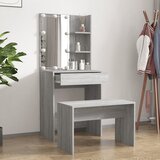  Set toaletnog stolića siva boja hrasta LED konstruirano drvo | shoptok.hr