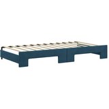  Dnevni krevet na razvlačenje s ladicama plavi 100x200 cm baršun | shoptok.hr