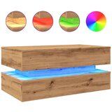 vidaXL Klubska mizica z LED lučkami artisian hrast 90x50x40 cm | Shoptok.si