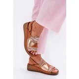 Maciejka Ladies Leather Wedge Sandals With Braiding Cene