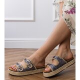 D/CEO Gray Glitter Espadrille Slides with Buckles Induri | Shoptok.si