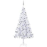 vidaXL Umetna novoletna jelka z LED lučkami in bučkami L 240 cm bela, (20670758) | Shoptok.si