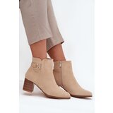 Boto Insulated Women's ankle boots on heel with gold detail beige Renora | shoptok.hr