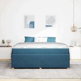  Posteljni okvir z vzmetnico Modra 180 x 200 cm Žamet | Shoptok.si