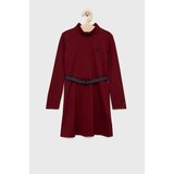 Tommy Hilfiger Otroška obleka bordo barva, | Shoptok.si