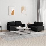  2-dijelni set sofa s jastucima crni od tkanine Crna | Shoptok.si