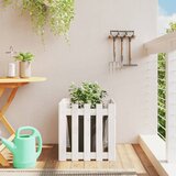 vidaXL Vrtno korito z ograjico belo 50x50x50 cm trdna borovina Cene