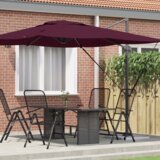 vidaXL senčnik za patio bordo rdeč aluminij, poliester velik Cene