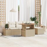 vidaXL 6-delna vrtna sedežna garnitura z blazinami Bež ratan | Shoptok.si